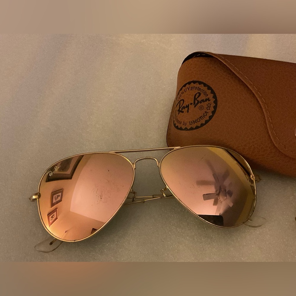 Authentic Ray-Ban Aviator Collector Bundle (2) Gold Frames Brown & Rose W/ Case - Picture 2 of 16